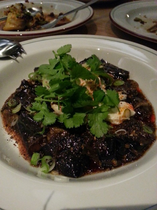 Spicy braised eggplant, housemade tofu